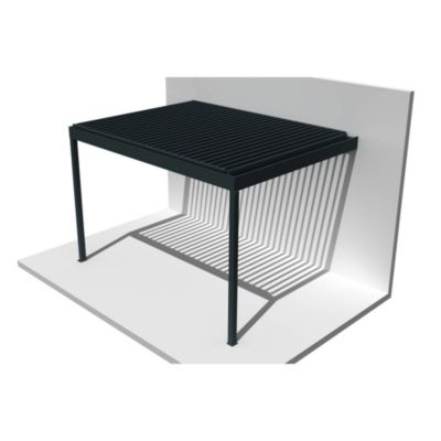 Pergola bioclimatique TRESNA perpendiculaire 6,02 x 4,00m Vérin à Télécommande (Gris anthracite)