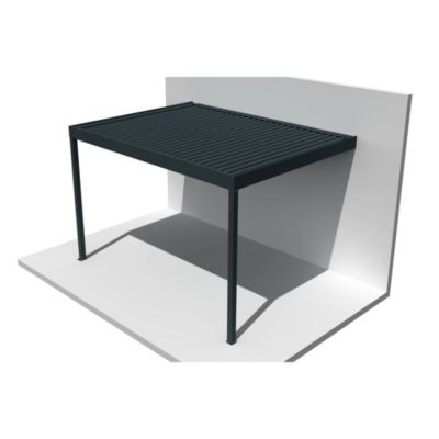 Pergola bioclimatique TRESNA perpendiculaire 6,02 x 4,00m Vérin à Télécommande (Gris anthracite)