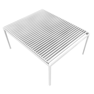 Pergola bioclimatique Xenon II îlot (Vérin à Télécommande + LED 3 côtés - Blanc - 4,50 x 5,218m)