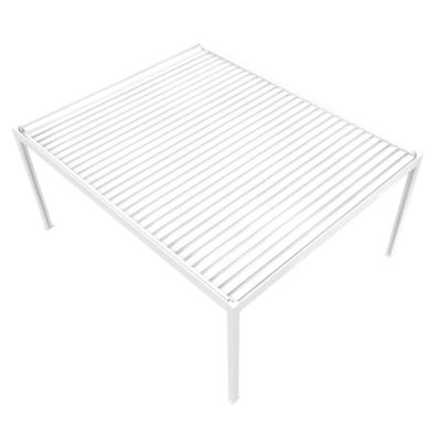 Pergola bioclimatique Xenon II îlot (Vérin à Télécommande + LED 3 côtés - Blanc - 4,50 x 5,218m)