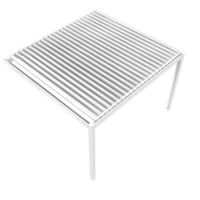 Pergola bioclimatique Xenon perpendiculaire (Vérin à Télécommande + LED 3 côtés - Blanc - 4,634 x 3,50m)