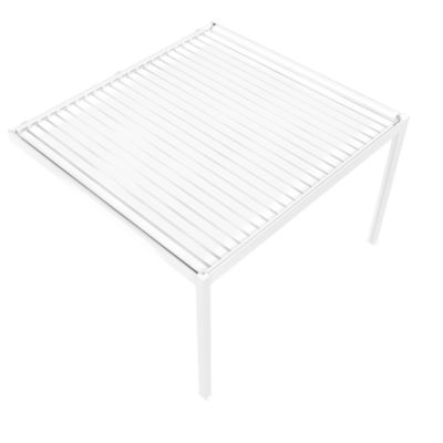 Pergola bioclimatique Xenon perpendiculaire (Vérin à Télécommande + LED 3 côtés - Blanc - 4,634 x 3,50m)