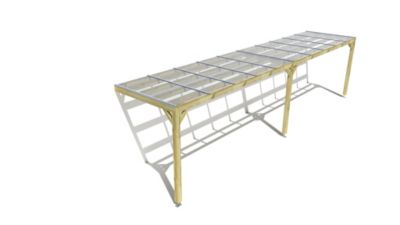 Pergola bois - 10m x 2m - adossée - sens largeur - couverture étanche transparente incluse - livraison comprise