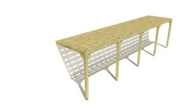 Pergola bois - 10m x 2m - adossée - sens profondeur - platelage bois - livraison comprise