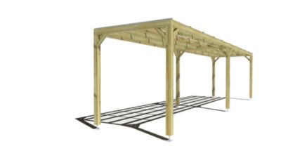 Pergola bois - 10m x 2m - indépendante - sens largeur - couverture étanche transparente incluse - livraison comprise