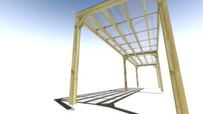 Pergola bois - 10m x 2m - indépendante - sens largeur - couverture étanche transparente incluse - livraison comprise