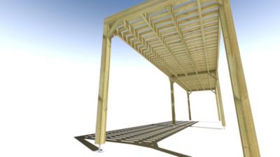 Pergola bois - 10m x 2m - indépendante - sens largeur - platelage bois - livraison comprise