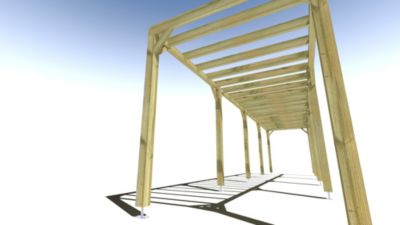 Pergola bois - 10m x 2m - indépendante - sens profondeur - livraison comprise