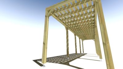 Pergola bois - 10m x 2m - indépendante - sens profondeur - platelage bois - livraison comprise