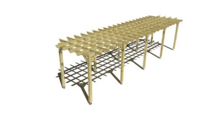 Pergola bois - 10m x 2m - indépendante - style retro - livraison comprise