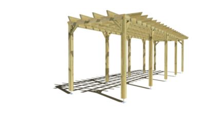 Pergola bois - 10m x 2m - indépendante - style retro - livraison comprise