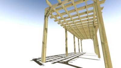 Pergola bois - 10m x 2m - indépendante - style retro - livraison comprise