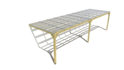 Pergola bois - 10m x 3m - adossée - sens largeur - couverture étanche transparente incluse - livraison comprise