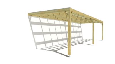 Pergola bois - 10m x 3m - adossée - sens largeur - couverture étanche transparente incluse - livraison comprise