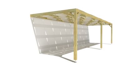 Pergola bois - 10m x 3m - adossée - sens largeur - voilage semi-transparent inclus - livraison comprise