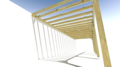 Pergola bois - 10m x 3m - adossée - sens profondeur - livraison comprise