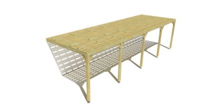 Pergola bois - 10m x 3m - adossée - sens profondeur - platelage bois - livraison comprise