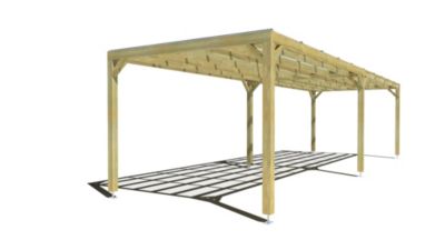 Pergola bois - 10m x 3m - indépendante - sens largeur - couverture étanche transparente incluse - livraison comprise