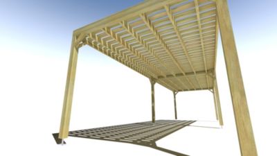 Pergola bois - 10m x 3m - indépendante - sens largeur - platelage bois - livraison comprise