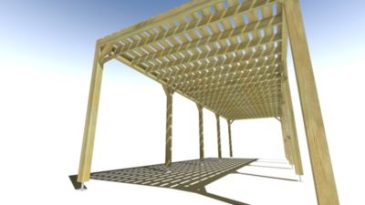 Pergola bois - 10m x 3m - indépendante - sens profondeur - platelage bois - livraison comprise