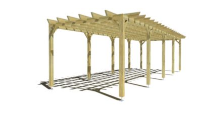 Pergola bois - 10m x 3m - indépendante - style retro - livraison comprise