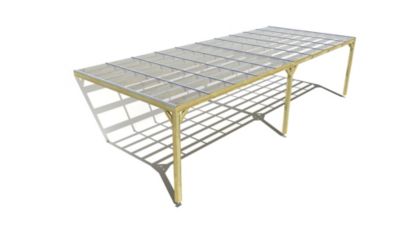 Pergola bois - 10m x 4m - adossée - sens largeur - couverture étanche transparente incluse - livraison comprise