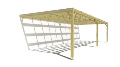 Pergola bois - 10m x 4m - adossée - sens largeur - couverture étanche transparente incluse - livraison comprise