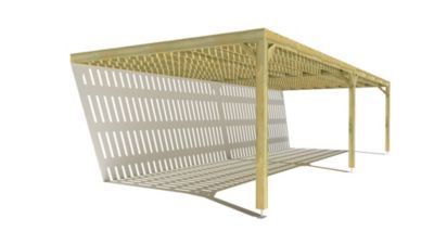 Pergola bois - 10m x 4m - adossée - sens largeur - platelage bois - livraison comprise