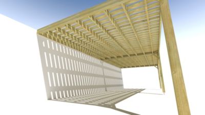 Pergola bois - 10m x 4m - adossée - sens largeur - platelage bois - livraison comprise