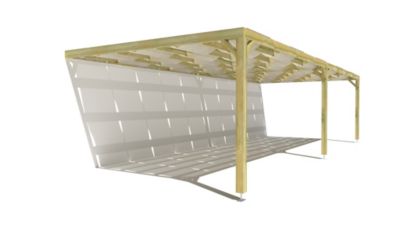 Pergola bois - 10m x 4m - adossée - sens largeur - voilage semi-transparent inclus - livraison comprise