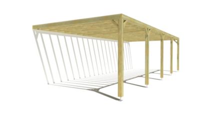 Pergola bois - 10m x 4m - adossée - sens profondeur - livraison comprise