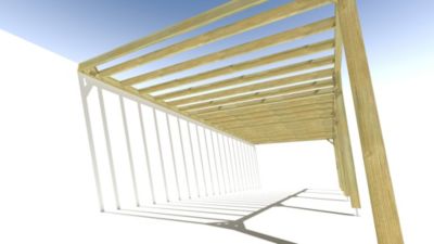 Pergola bois - 10m x 4m - adossée - sens profondeur - livraison comprise