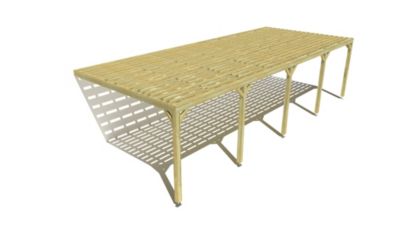 Pergola bois - 10m x 4m - adossée - sens profondeur - platelage bois - livraison comprise