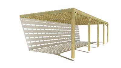 Pergola bois - 10m x 4m - adossée - sens profondeur - platelage bois - livraison comprise