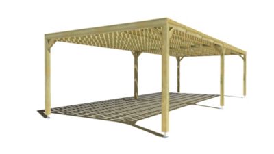 Pergola bois - 10m x 4m - indépendante - sens largeur - platelage bois - livraison comprise