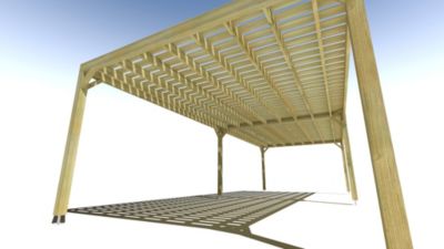 Pergola bois - 10m x 4m - indépendante - sens largeur - platelage bois - livraison comprise