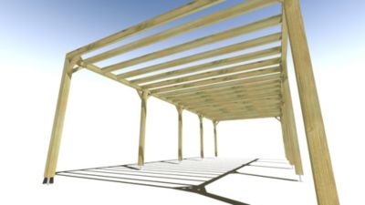 Pergola bois - 10m x 4m - indépendante - sens profondeur - livraison comprise