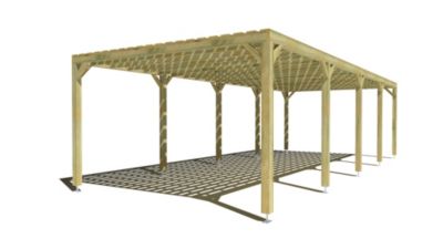 Pergola bois - 10m x 4m - indépendante - sens profondeur - platelage bois - livraison comprise