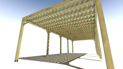 Pergola bois - 10m x 4m - indépendante - sens profondeur - platelage bois - livraison comprise