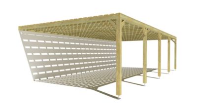 Pergola bois - 10m x 5m - adossée - sens profondeur - platelage bois - livraison comprise