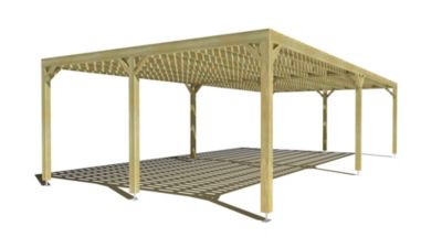 Pergola bois - 10m x 5m - indépendante - sens largeur - platelage bois - livraison comprise