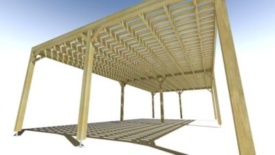 Pergola bois - 10m x 5m - indépendante - sens largeur - platelage bois - livraison comprise