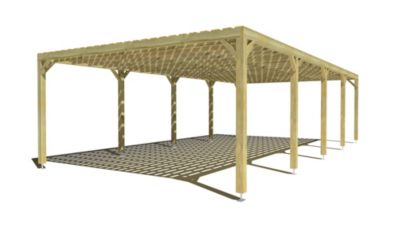 Pergola bois - 10m x 5m - indépendante - sens profondeur - platelage bois - livraison comprise