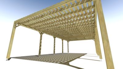 Pergola bois - 10m x 5m - indépendante - sens profondeur - platelage bois - livraison comprise