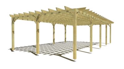 Pergola bois - 10m x 5m - indépendante - style retro - livraison comprise