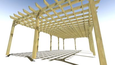 Pergola bois - 10m x 5m - indépendante - style retro - livraison comprise