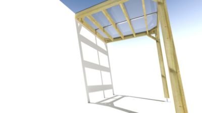 Pergola bois - 2m x 2m - adossée - sens largeur - couverture étanche transparente incluse - livraison comprise