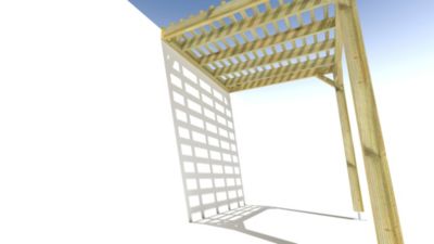 Pergola bois - 2m x 2m - adossée - sens profondeur - lattage bois - livraison comprise