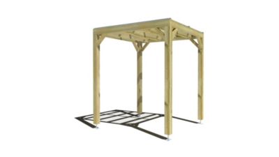 Pergola bois - 2m x 2m - indépendante - sens largeur - couverture étanche transparente incluse - livraison comprise