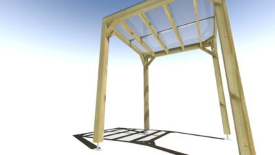 Pergola bois - 2m x 2m - indépendante - sens largeur - couverture étanche transparente incluse - livraison comprise